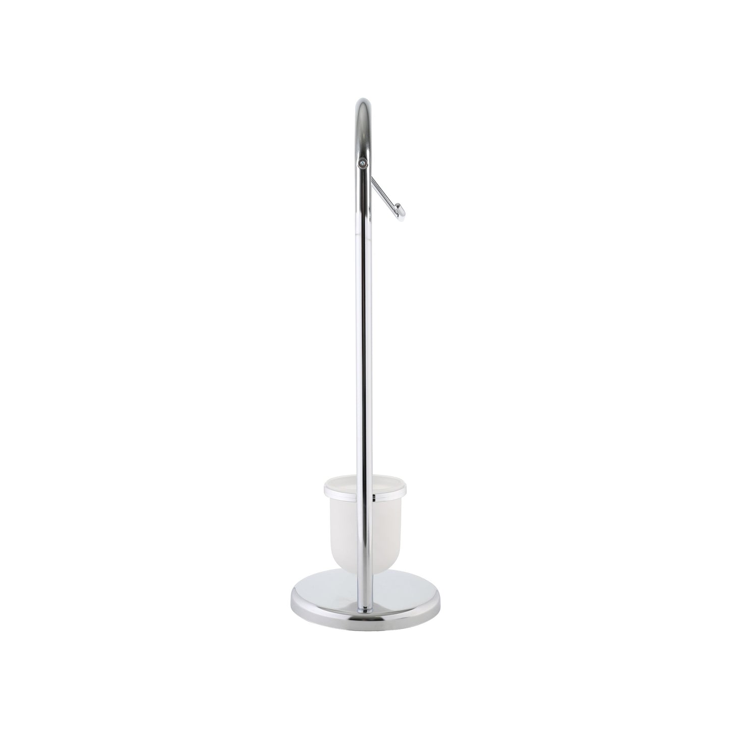 axentia Marino Freestanding Toilet Roll and Brush Set, Chromed Steel Toilet Brush and Paper Roll Holder Set, Round Base Bathroom Stand