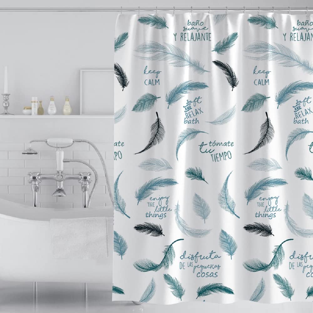 GONOVE Shower Curtain for Bathroom 240 x 200cm Mildew Resistant Waterproof Thicken Polyester Fabric Feathers Shower Curtain Liner Long Washable Bath