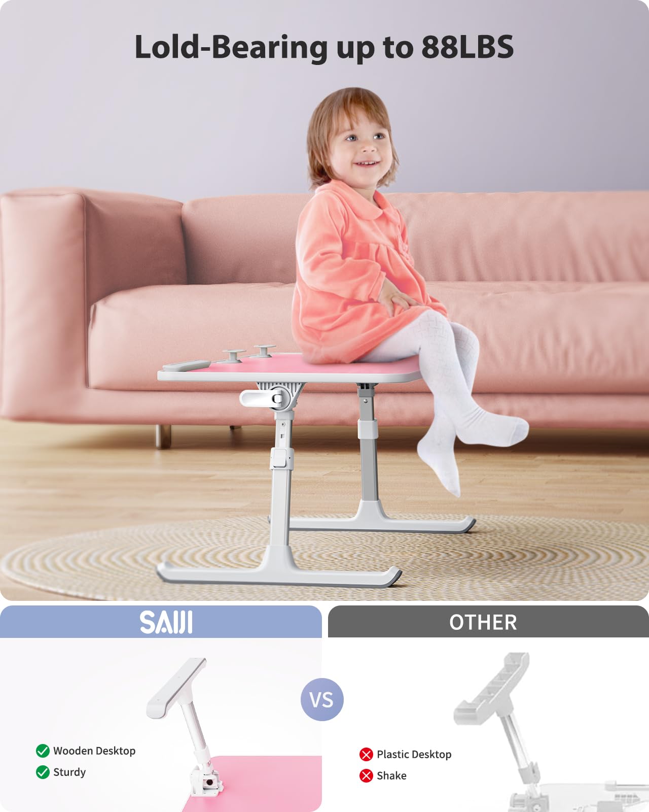 Laptop Bed Tray Desk, SAIJI Adjustable Laptop Table with Foldable Leg