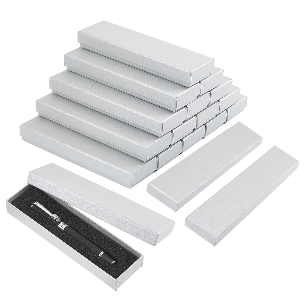 BENECREAT 16Pcs Empty Pen Gift Boxes, 18x5.1x2.4cm/7.1x2x1 Inch Cardboard Pen Cases with Sponge for Jewelry Collection Gift Packaging Office Supplies