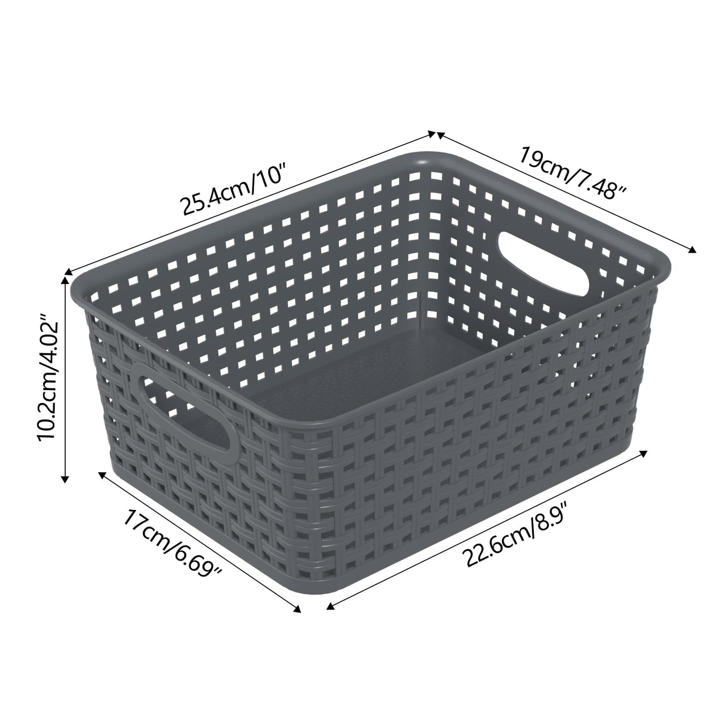 Ziglous 12-Pack Woven Storage Baskets, Small Plastic Organizer Basket, Grey