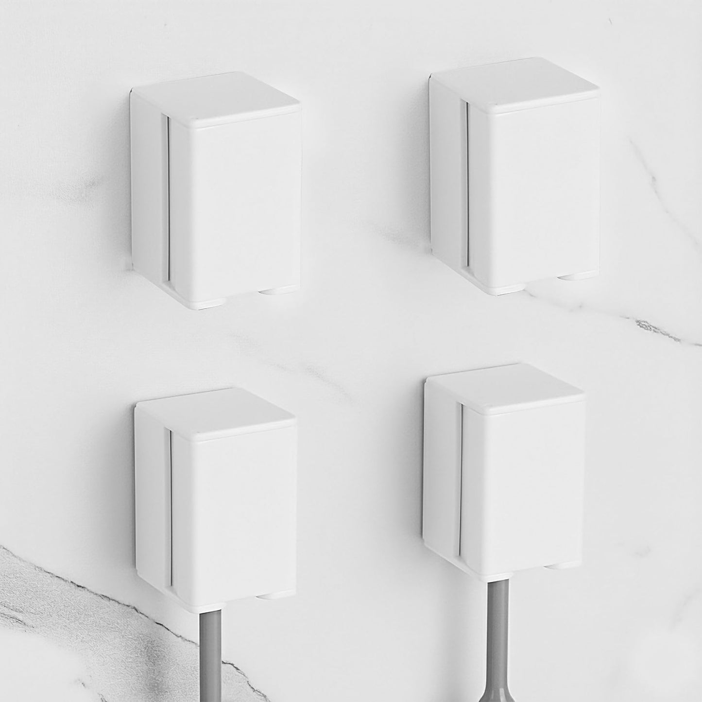 4 Pack Toothbrush Holders for Bathrooms Shower, Wall Mount Toothbrush Organizer with Cover, Self Adhesive Electric Toothbrush Storage