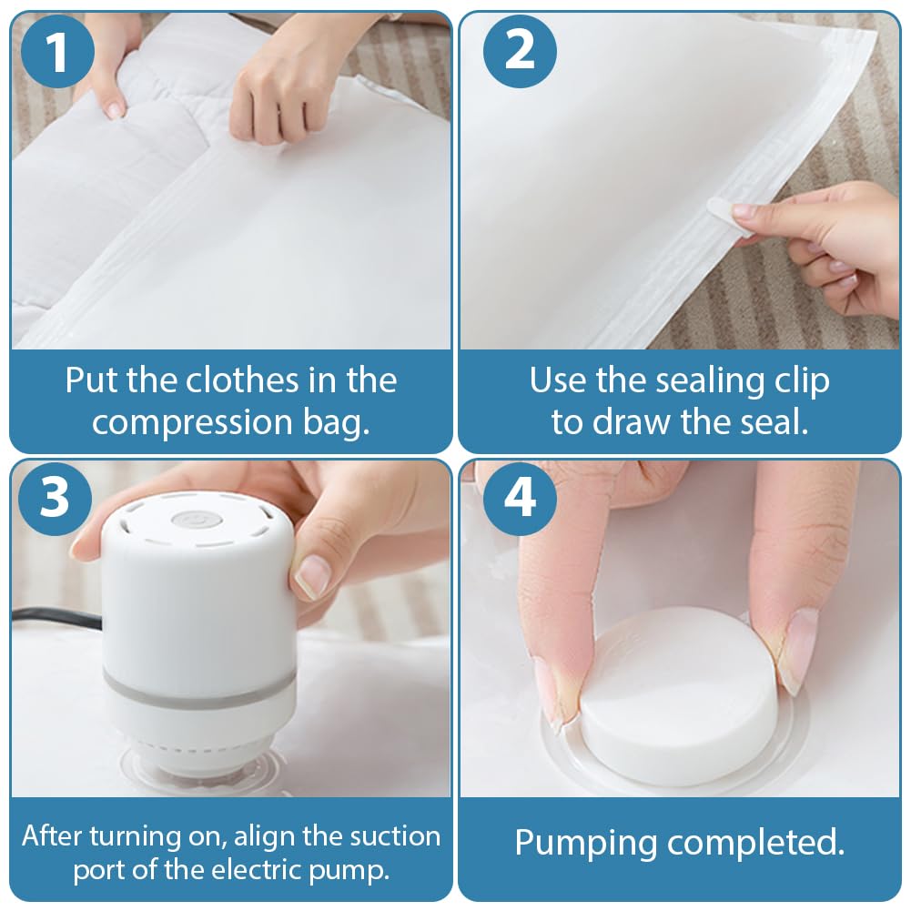 HOTUT Vacuum Storage Bags Portable Electric Vacuum Pump,Space Saver Compression Pack Suction Pump,Small Air Pump,for Clothes, Pillows, Comforters