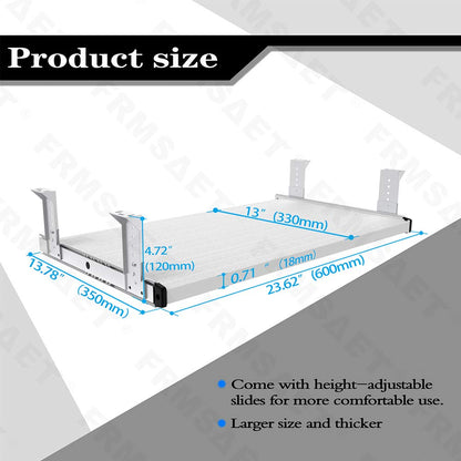 FRMSAET Under Desk 20/24/30 inch Keyboard Drawer Platform24 inch,White