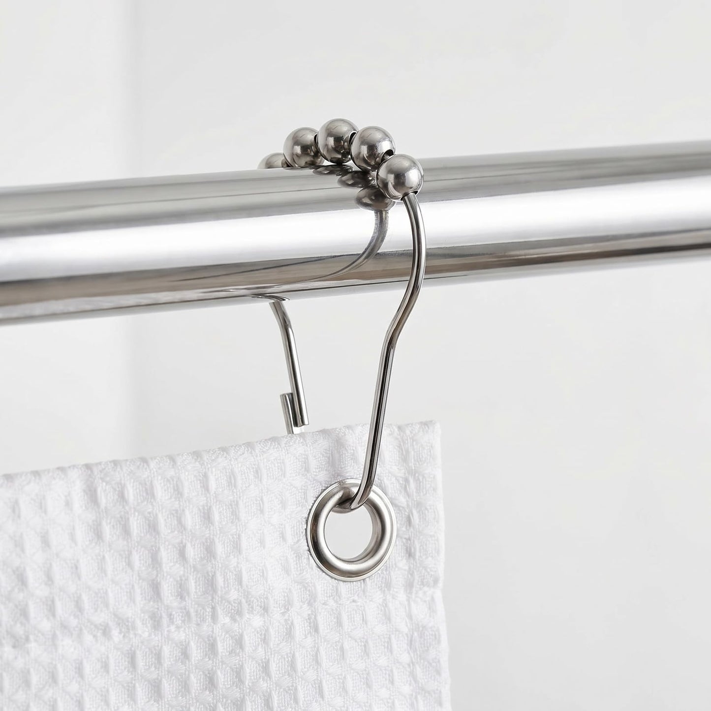 12 Pcs Stainless Steel Shower Curtain Hooks, Rustproof Metal Shower Curtain Rings with Roller Balls