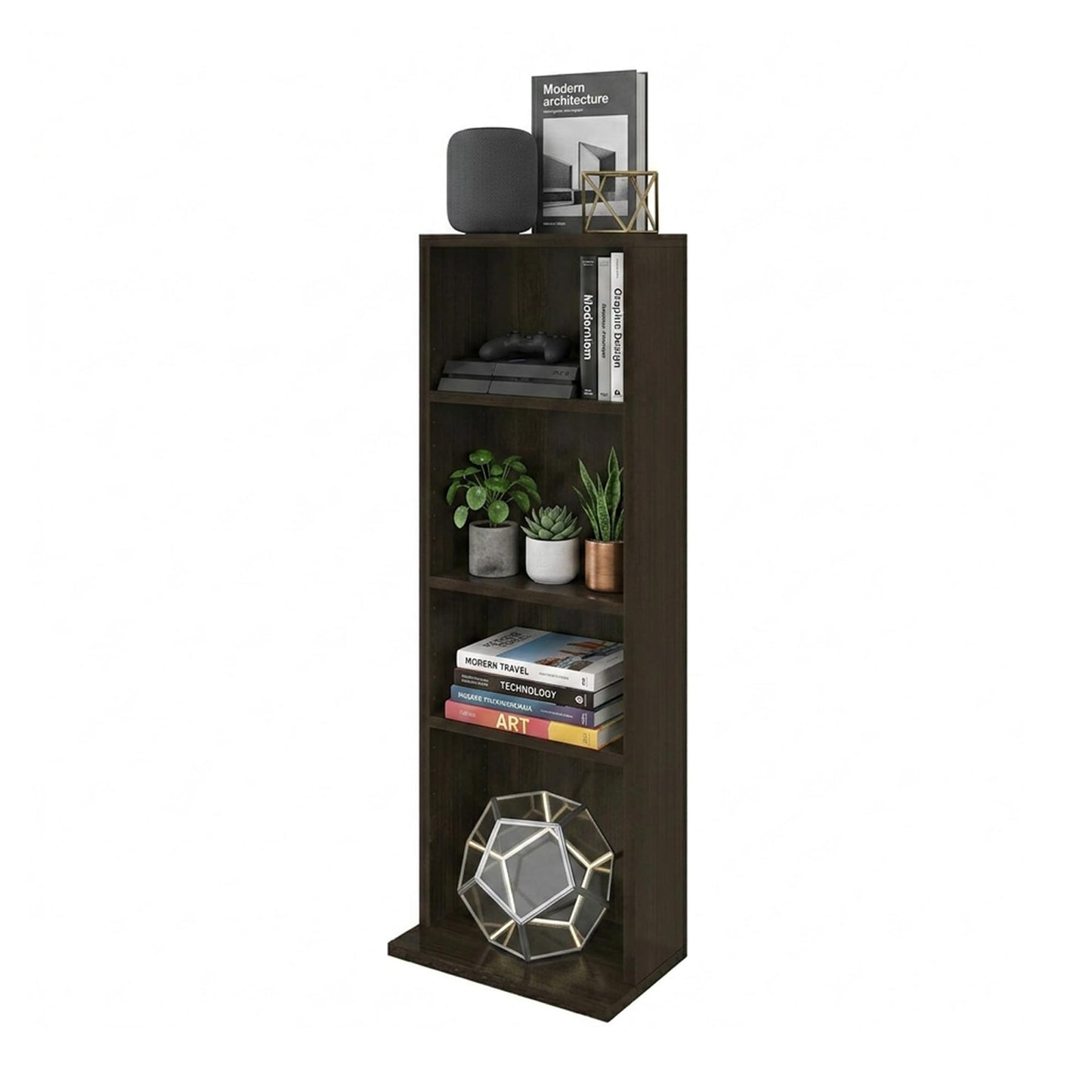 CTESNE【Sturdy Build&Easy Assembly 4 Tier Wooden Book Shelf with Anti-Tipping Kits,Thick Frame Bookcase,Open Living Room Furniture,Book Case for