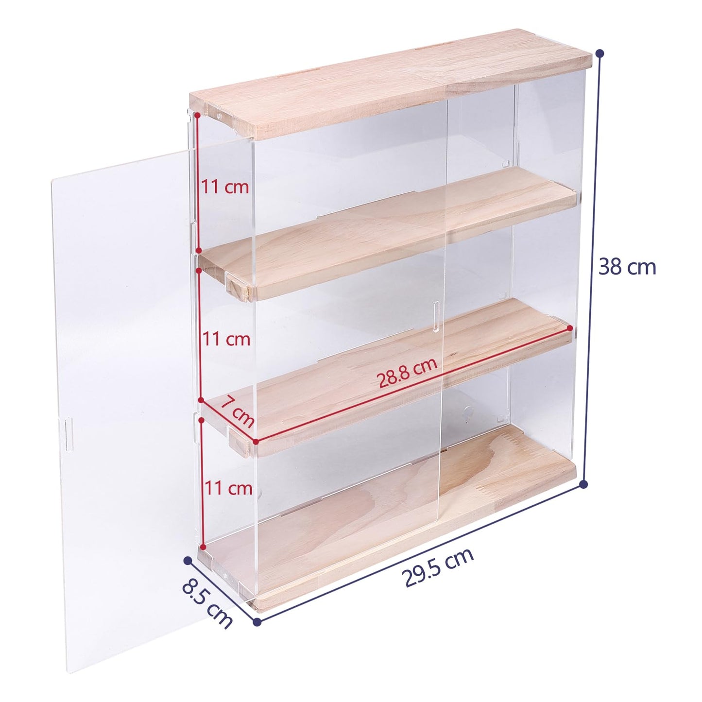 Nynelly 3 Shelf Clear Acrylic Display Case with Door - Wall Display Shelf for Models, Figures, Funko Pop, Pop Mart, Labubu, Sonny Angel, Smiski