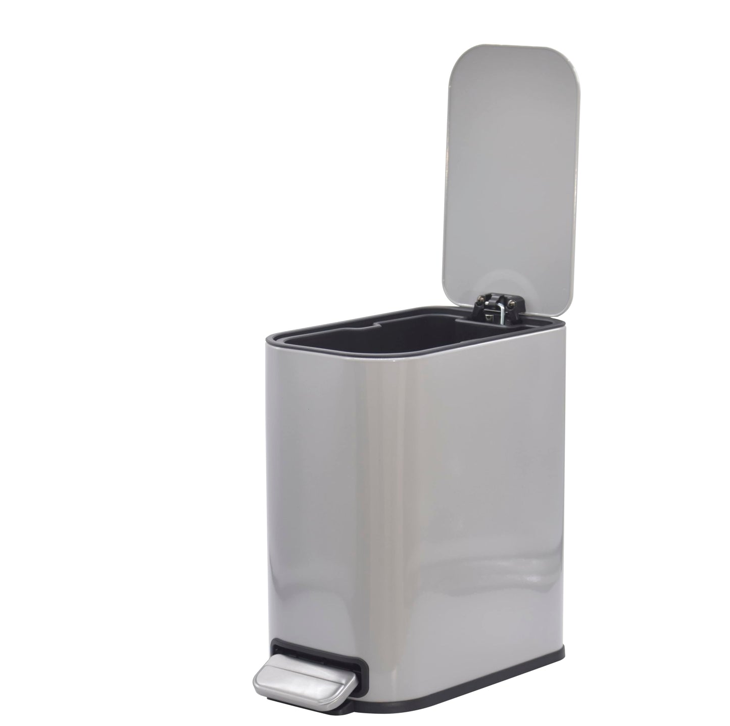 FurnitureXtra™ Slim Design Powder Coated Soft Close Pedal Bin, Plastic Inner bucket, ABS lid (White, 5L)