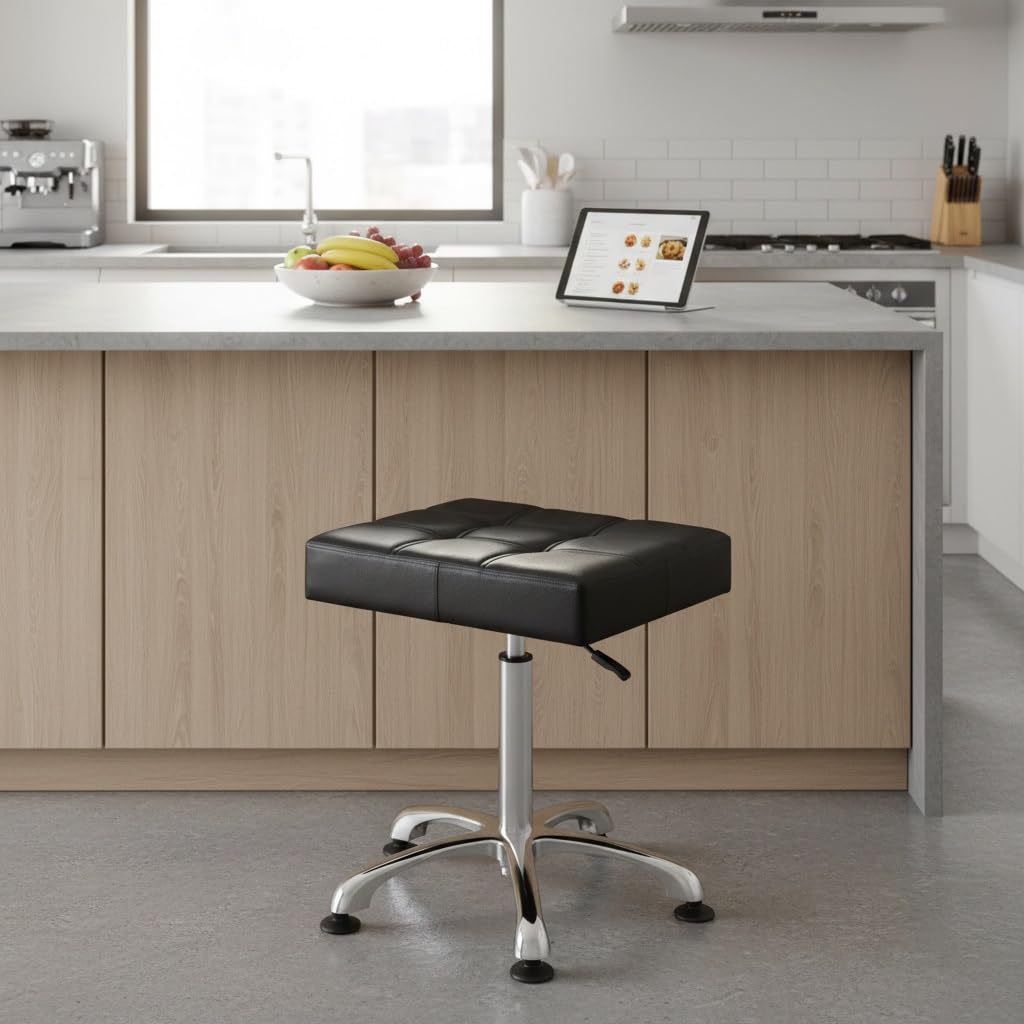Heavy Duty Stool with Stationary Cassters: Backless Adjustable Stool Chair