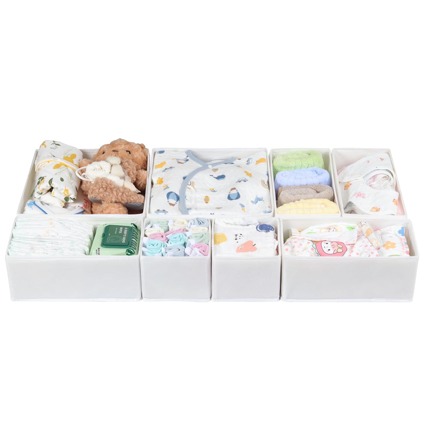 ORLISA Drawer Organizer Clothes-Dresser Organizer for Nursery-Compatible Baby Clothes Organizer and Storage & General Nursery Organization or Dresser