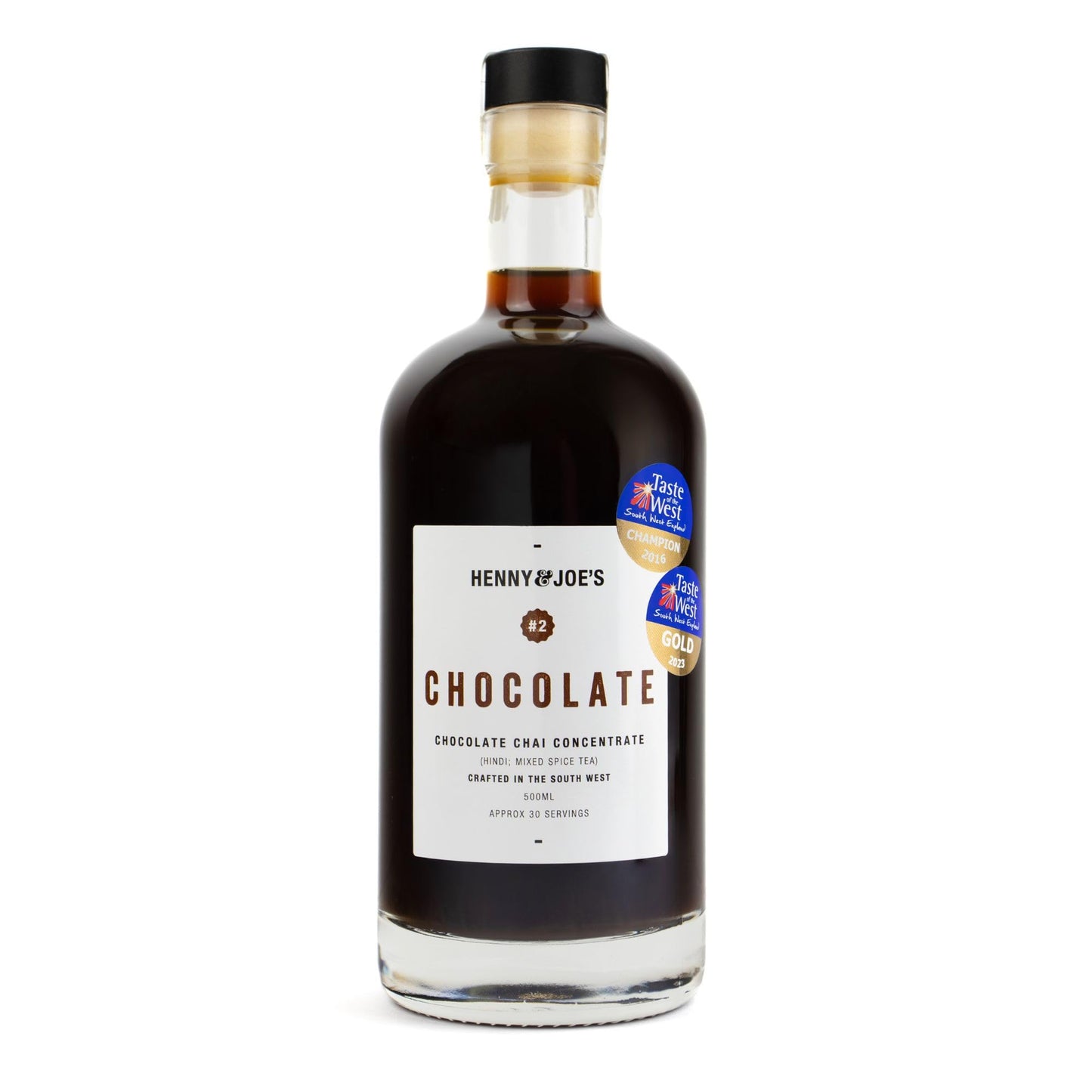 Henny & Joe's Chocolate Chai Concentrate Syrup - Indian Blend of Spices for Tea & Latte | 100% Natural Ingredients - Vegan - Award-Winning | No