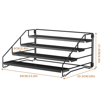 ZDDLOINP 4-Tier Spice Rack for Inside Cupboard, Kitchen Countertop Spice Rack, Depth Adjustable Spice Racks Organiser for Counter, Cupboard, Pantry