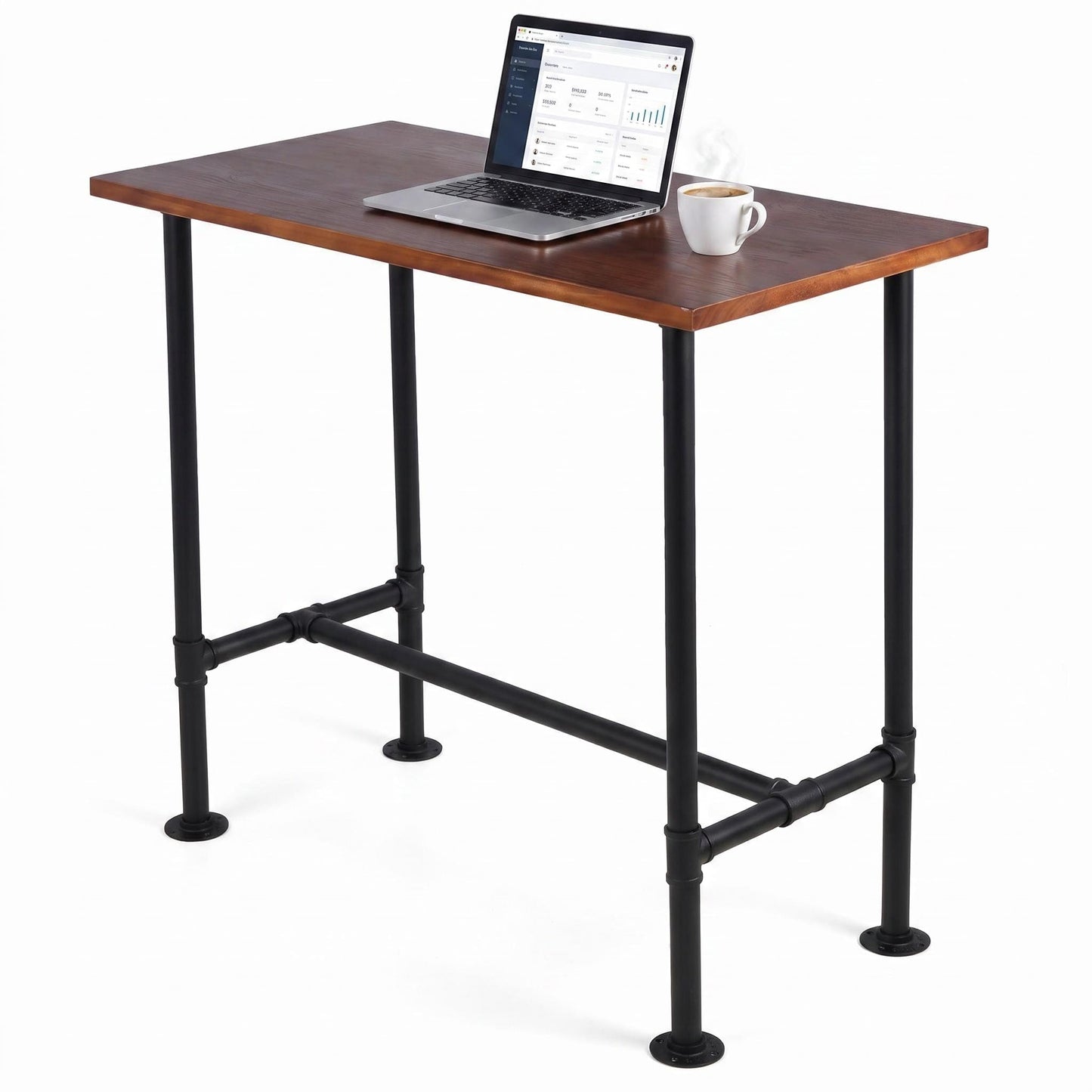BOKKOLIK Industrial 41.3inch Height Bar Table Vintage Pipe Design Bistro Table Rustic Kitchen Dining Breakfast Desk Farmhouse Office Computer Desk