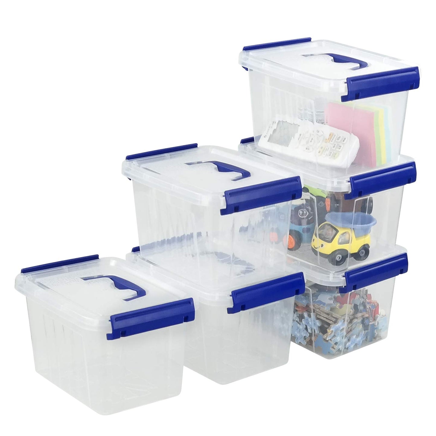 Nesmilers Plastic Storage Boxes with Lids, Plastic Container Box Set of 6