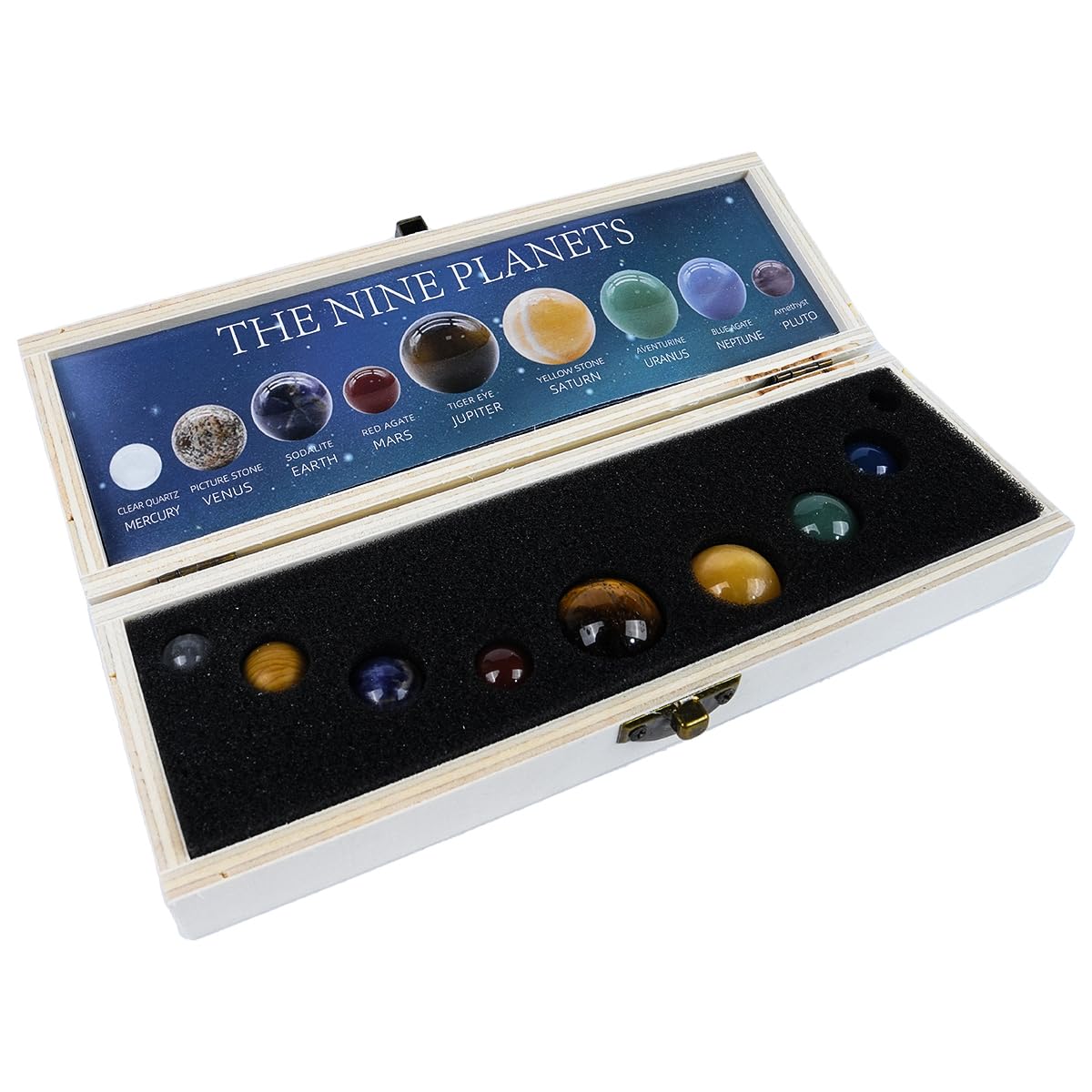 VOANZO 9 Planets Solar Decor Tumbled Crystal Gemstones Ball Set Celestial Desk Decoration & Creative Gift Stunning Crystals for Home or Office