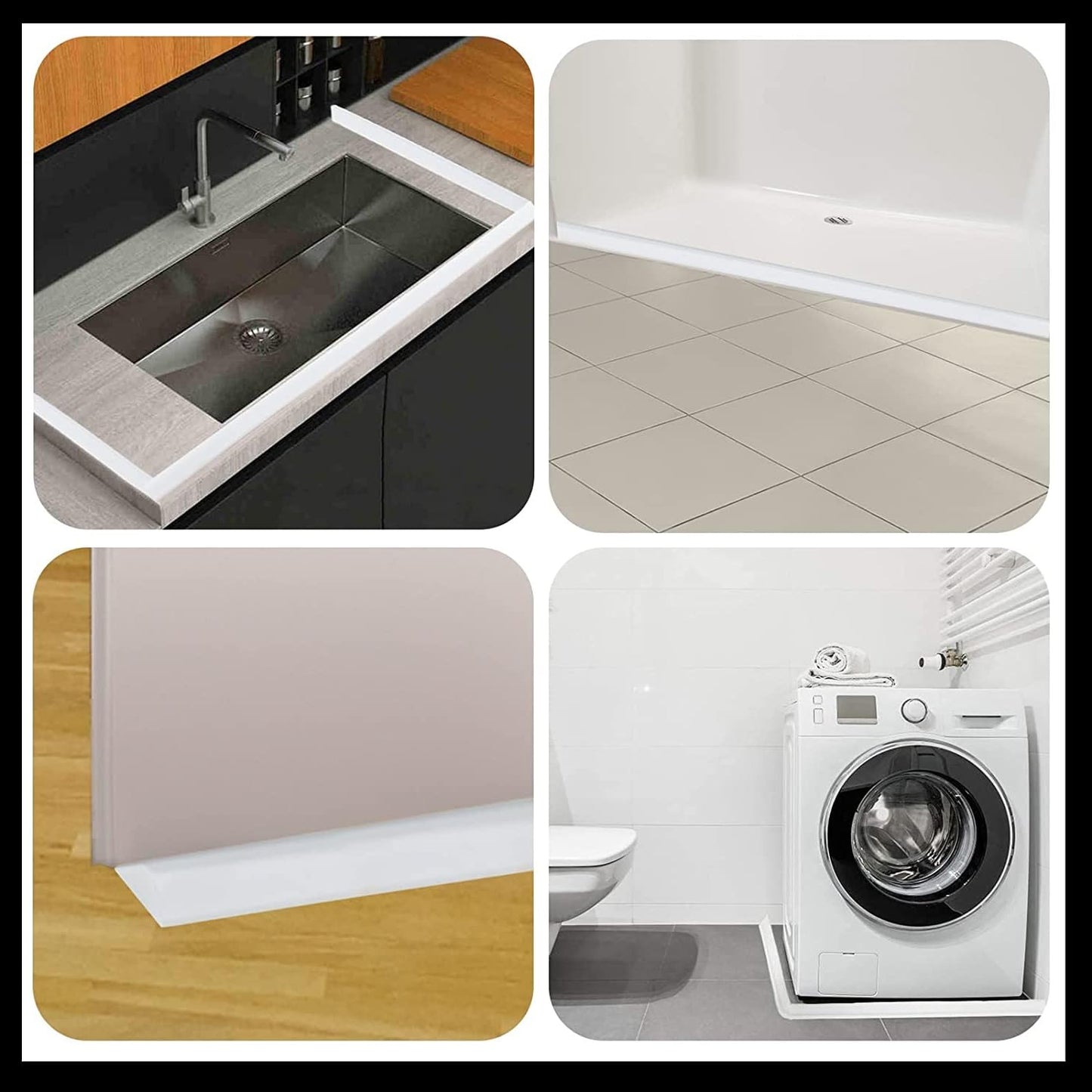 Self Adhesive Shower Threshold, Silicone Water Stopper, Splash Proof Shower Barrier, Italian Shower Seal, Suitable for Kitchens and Bathrooms