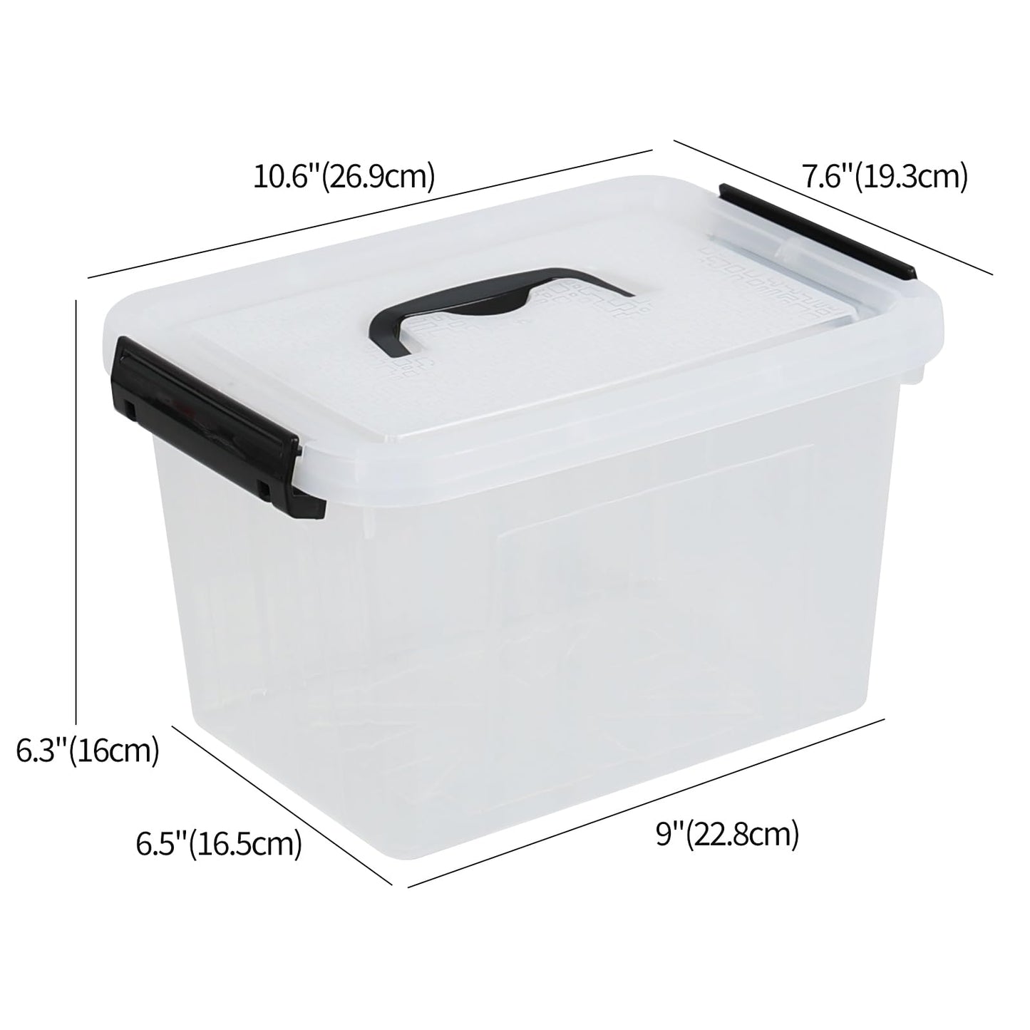 Afromy 6L Clear Storage Bin with Lids and Handles, 6-Pack