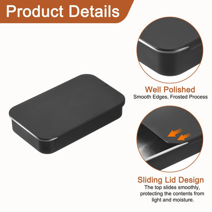 sourcing map 4 Pcs Metal Tin Box Container, 3.1x2x0.6 Inch Slide Top Tin Containers Empty Rectangular Storage Box Portable Mini Tin Case for Candy