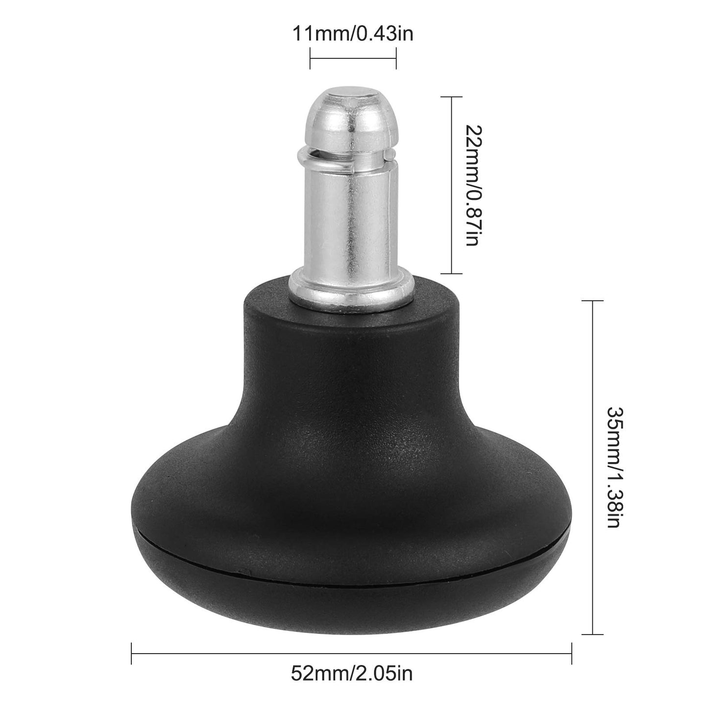Fuyamp Office Chair Bell Glides Replacement, 5 Packs 2 Inch Caster Wheels Replacement with Felt Pads for Furniture, Floor Chair and High Profile Stool
