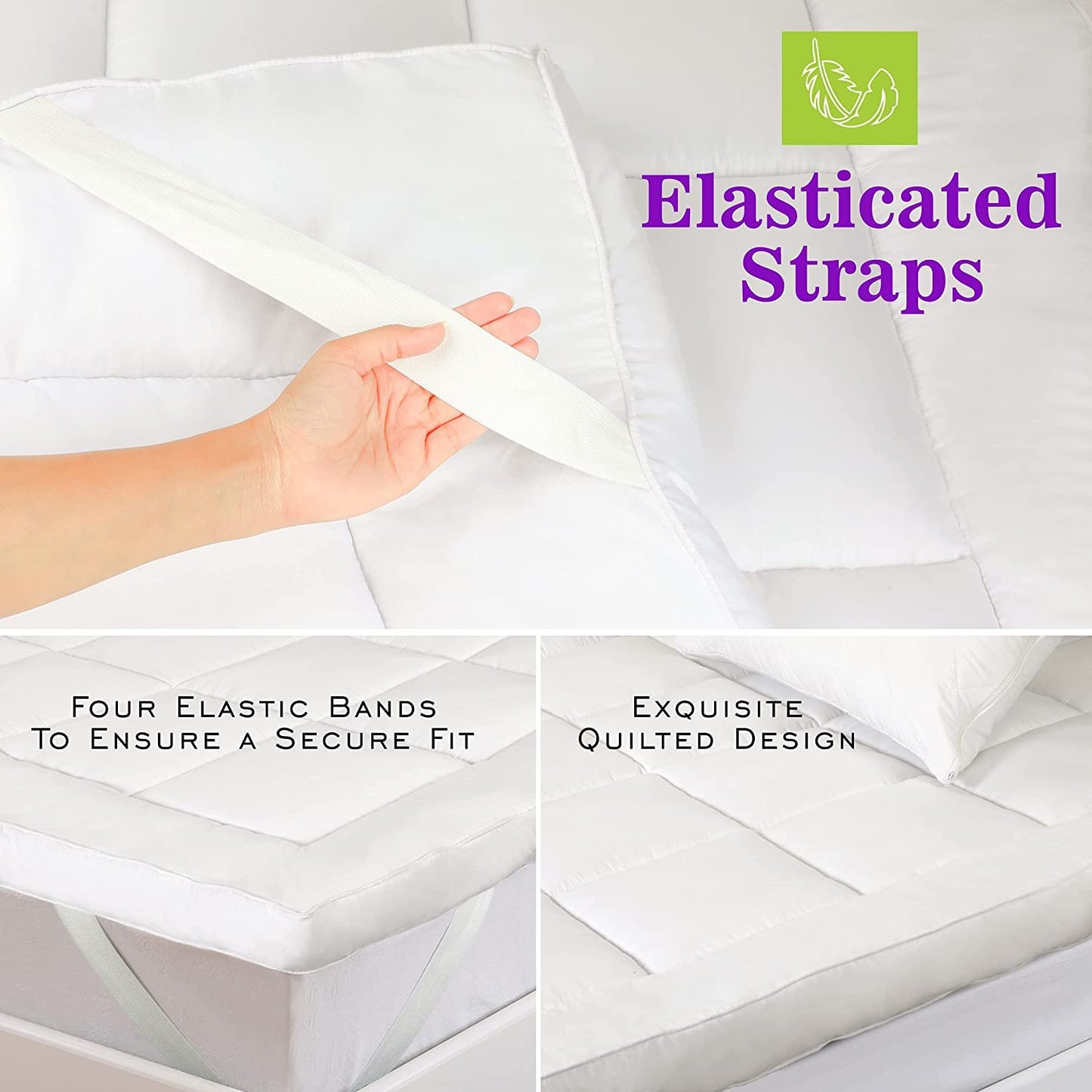 MightySoft Mattress Topper Single (4 Inch/10cm) - Quilted, Extra Deep, Ultra Fluffy & Breathable Microfiber Topper Securely Fits with Elasticated