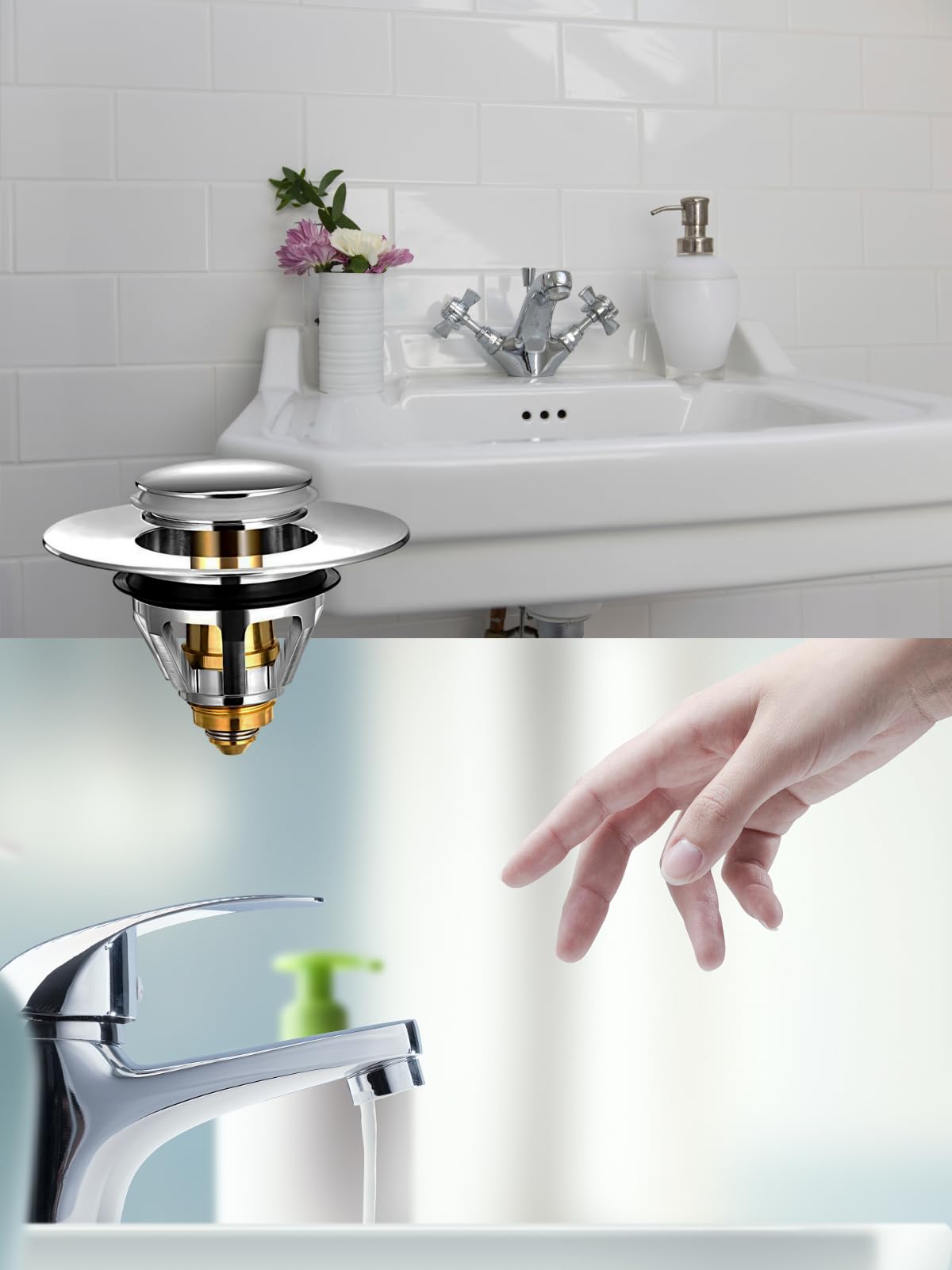 Megory Sink Plug Replacement, Pop up basin plugs,Universal sink stopper, Stainless Steel Drain for Kitchen and Bathroom,Bath,Basin(A)