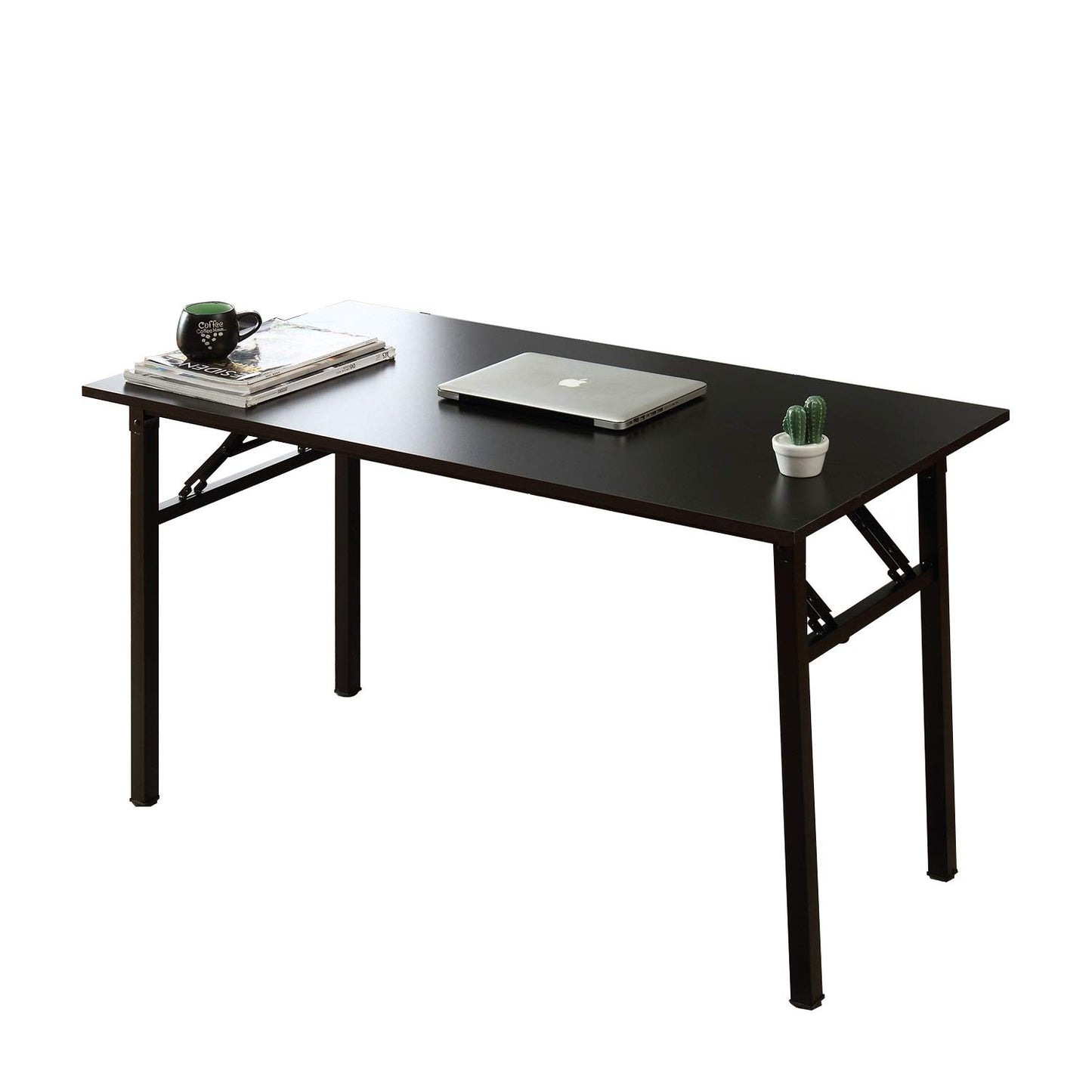 sogesfurniture Folding Table Office Study Writing Desk Workstation Dining Table, No Install Needed, 100x60x75cm, Black BHEU-LP-AC5BB-100