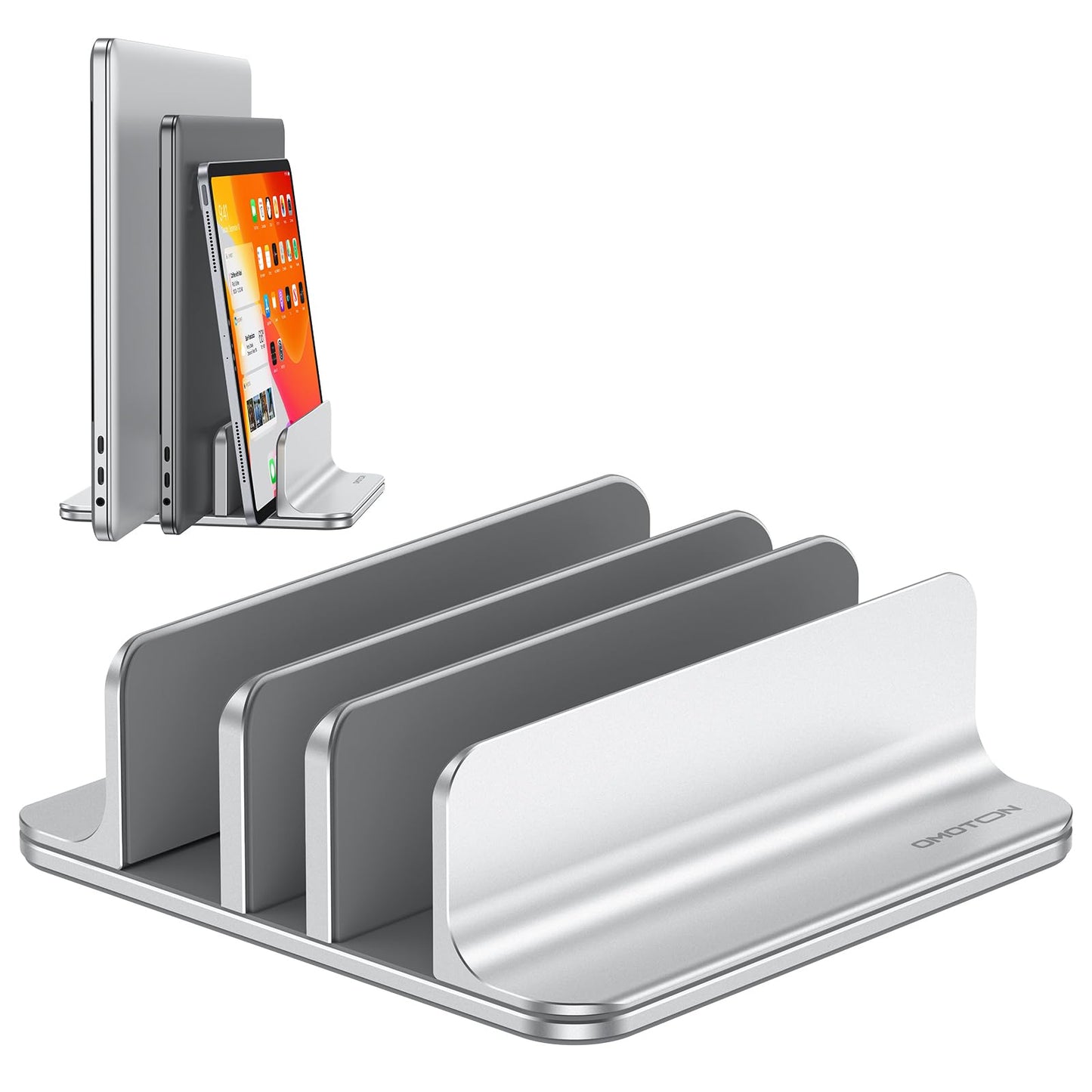 OMOTON Vertical Laptop Stand, Aluminium, Adjustable Dock Size, 3-Slot