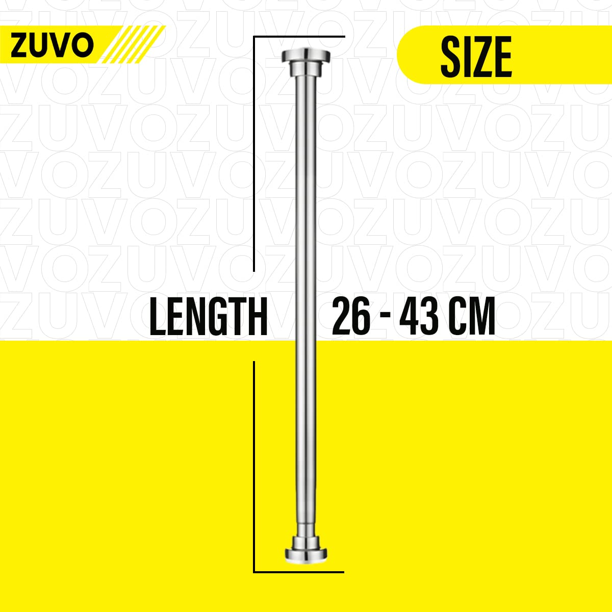 Tension Rod for Curtain - Extendable upto 66-109 cm - No Drill & Rust Proof Shower Curtain Rods for Bathroom - Silver Curtain Pole