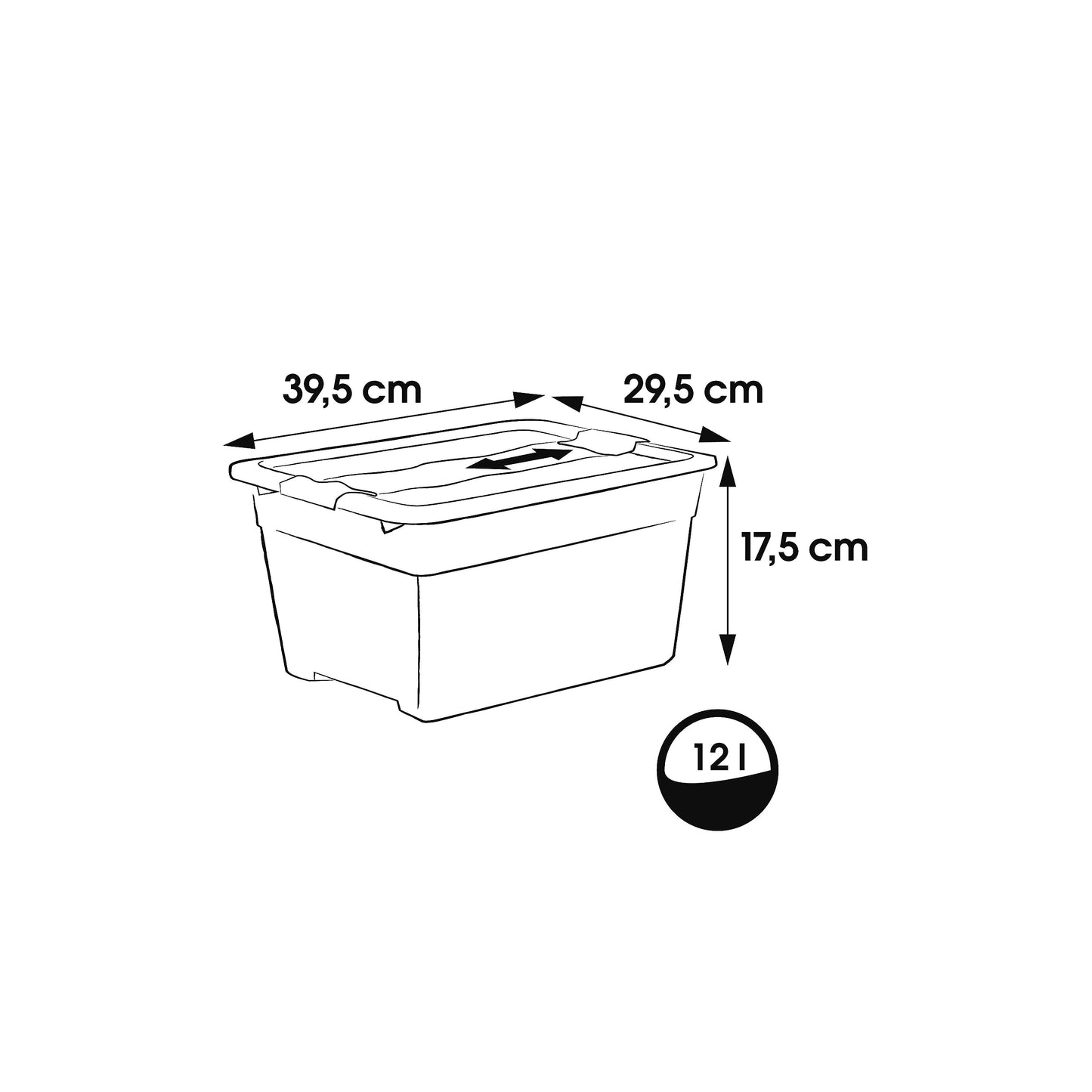 Keeeper Transport Box with Lid, Extra Strong, Sliding Closure, 39.5x29.5x17.5 cm, 12 Litre, Eckhart, Graphite Grey
