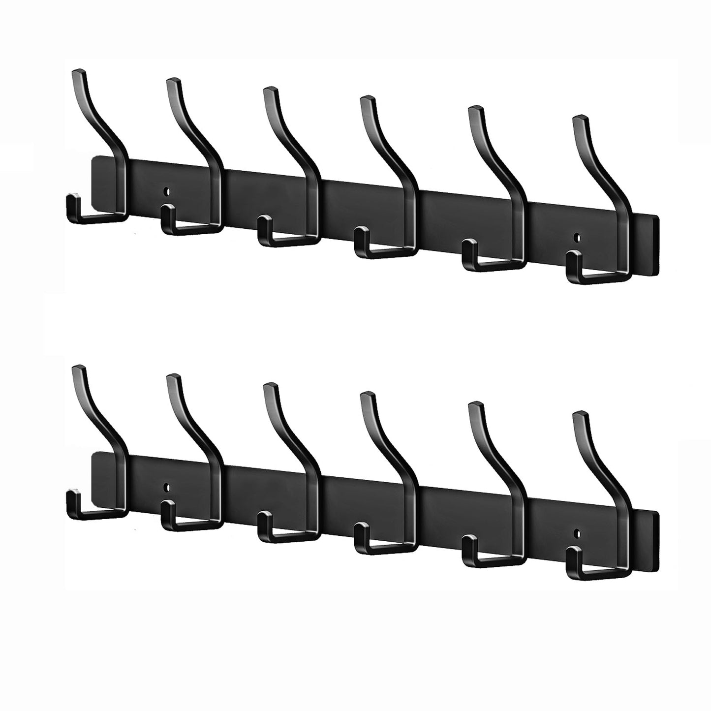 MEIJO Coat Hooks Wall Mounted Stainless Steel, Black Coat Rack Wall Mounted with 6 Hooks Heavy Duty Coat Hooks for Door, Bathroom, Bedroom, Kitchen