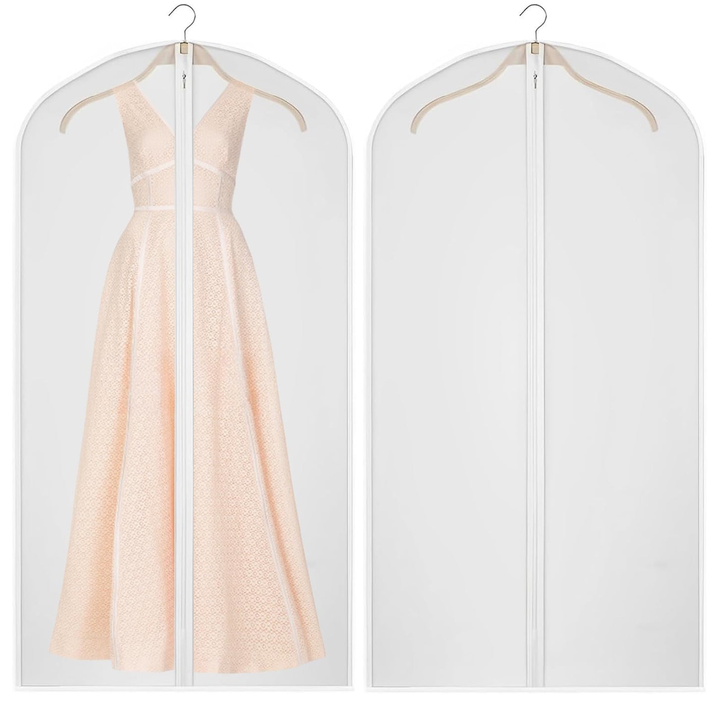 2 PCS Dress Bag Hanging Long Bags Covers Full Zipper Dress Protector Bags (60cm×140cm)