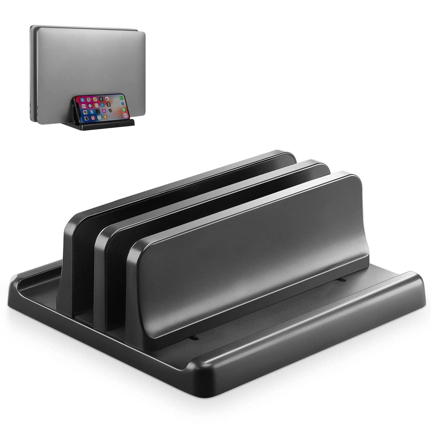 Saklifuo Vertical Laptop Stand 4 in 1 Adjustable Space-Saving Desktop Laptop Holder Sturdy ABS Portable Notebook Dock Compatible with All Notebooks