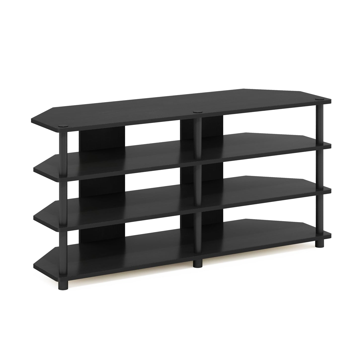 Furinno ECON TV Stand, 4-Tier Corner Entertainment Center, TV Console for TV up to 55 Inch, Easy Assembly, for Living Room, Bedroom, Blackwood
