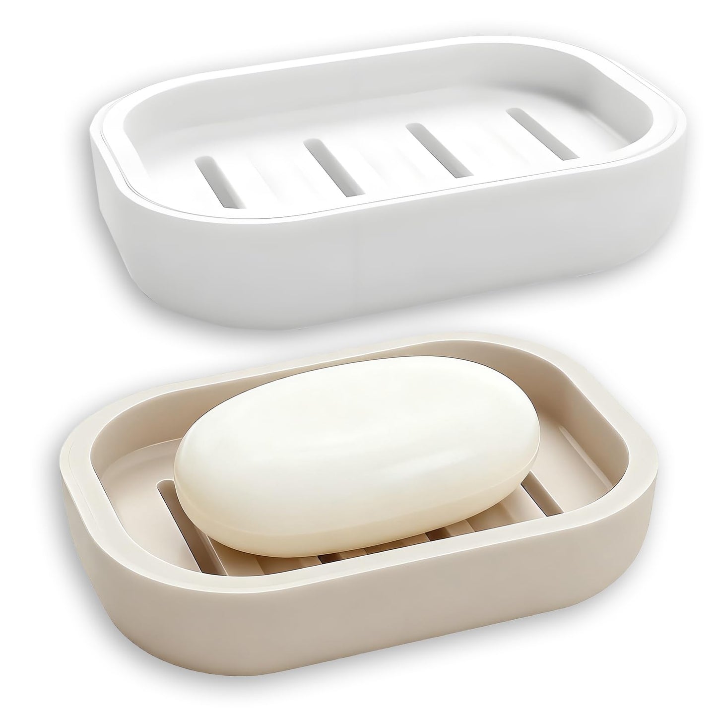 2 Pcs Soap Dish with Drain Plastic Sponge Holder, Non-Slip Design and Easy Cleaning, Soap Saver Tray for Bathroom and Travel Convenience