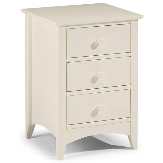 Julian Bowen Stone White Wood Cameo 3 Drawer Bedside Table