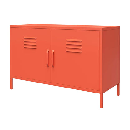 DHP Novogratz Cache 2 Door Metal Locker Accent Cabinet – Lockable Freestanding Metal Storage Sideboard Cupboard with Adjustable Shelves