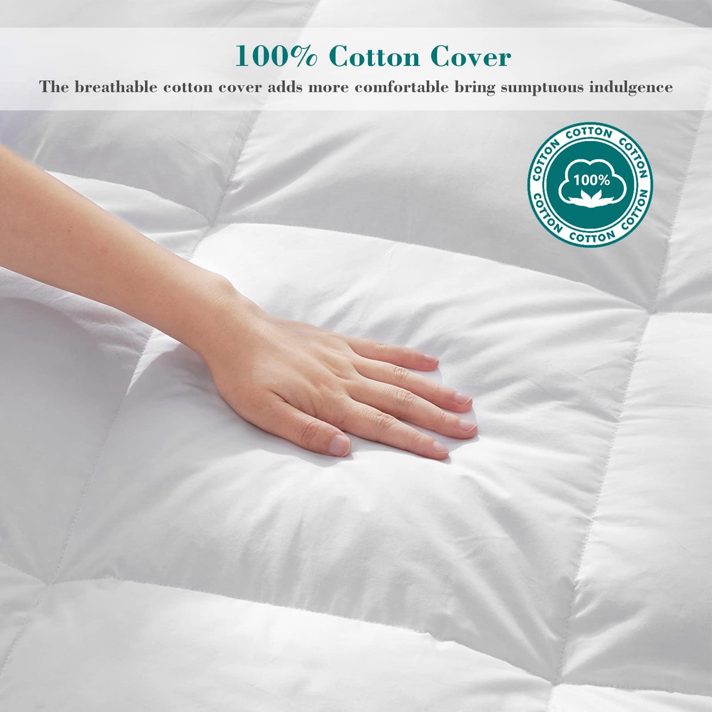 Threads For Bed 13.5 tog Single Size Duvet Cotton Cover, Feather and Down Super Warm Duvet with Double Stitch with Piping and Box Quilting, Machine