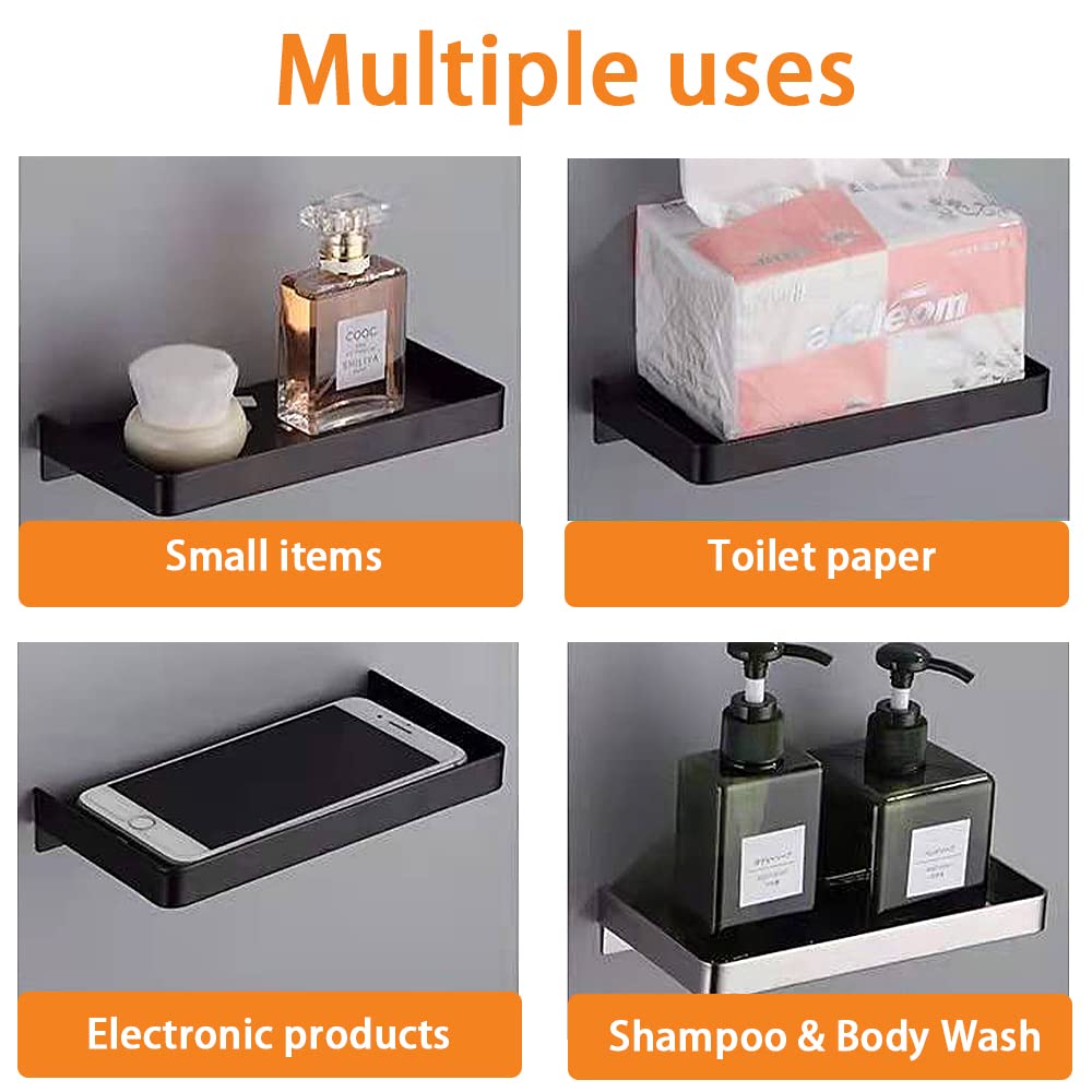 Biutimarden 2 Packs Shower Caddy Self Adhesive,Shower Shelves No Drilling Wall Mounted 304 Stainless Steel Shower Organizer Storage Rustproof