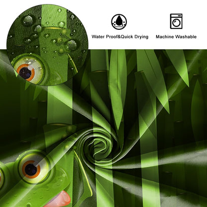 SDOTPMT 122x183cm Cute Frog Shower Curtain Funny Frog Bamboo Cartoon Animal Abstract Tree Leaves Bath Curtain Green Bathtub Curtain for Kids Bathroom