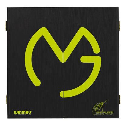 WINMAU Dartboard Cabinet Set Michael van Gerwen MvG Darts Cabinet | Dartboard | 2 x Sets of Darts & Accessories