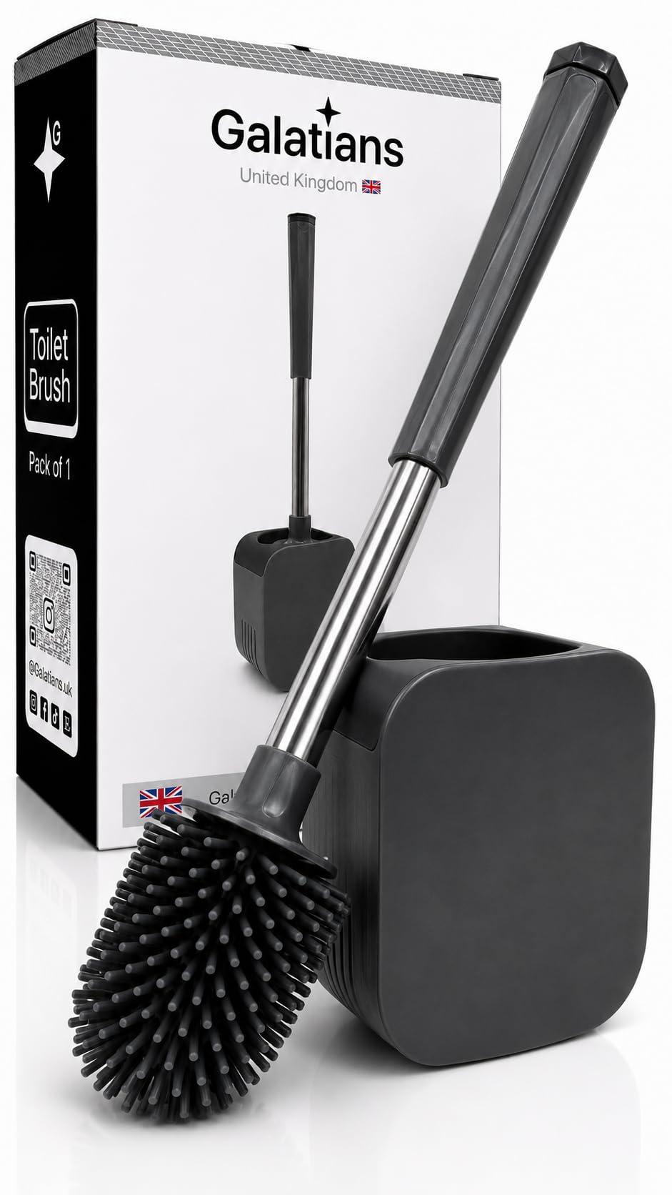 Silicone Toilet Brush and Holder Set, Loo Brush with Hidden Tweezers.