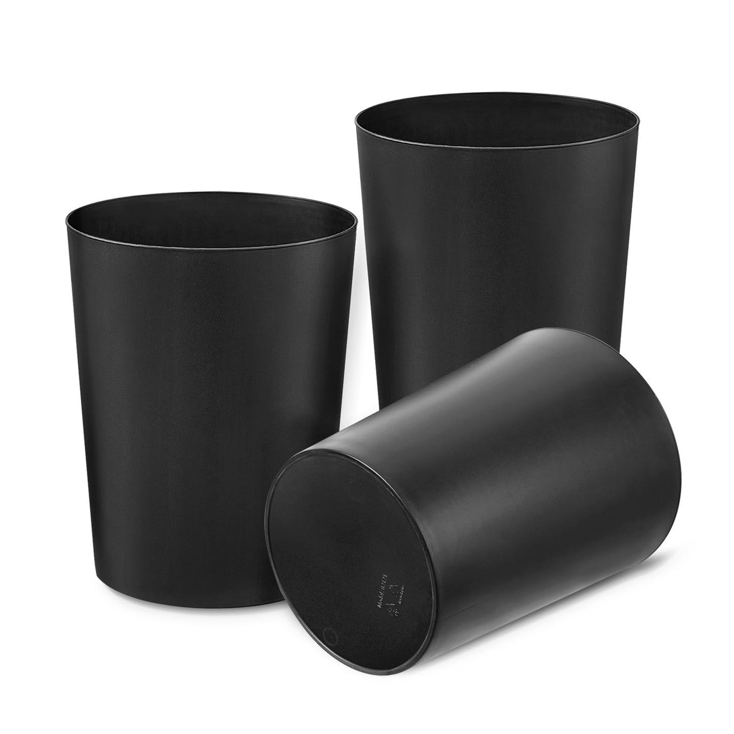 Cetomo 7.2L*3 Plastic Waste Paper Bin, Trash Can, Small Bins, Bedroom Bin, Round Waste Basket for Kitchen Rooms, Nesting, Matte, Frosted, Minimalist