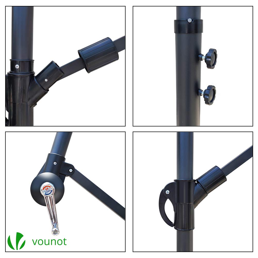 VOUNOT? 3m Cantilever Garden Parasol, Banana Patio Umbrella with Crank Handle and Tilt for Outdoor Sun Shade, Green