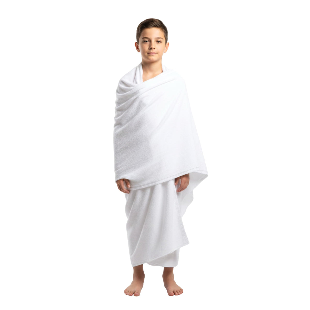 taj Kids Ehram for 10-13 Years - Hajj and Umrah Essentials - Ihram for Umrah Men - 2 Towels White - Hygienic Natural 100% Pure Combed Cotton Towels