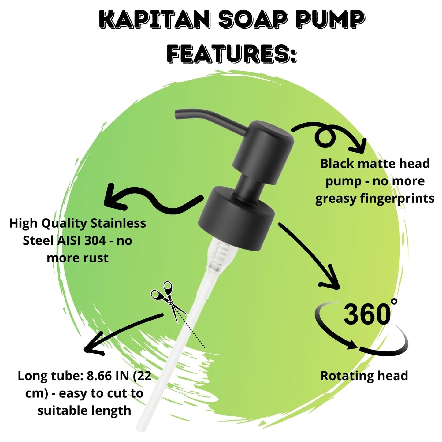 Soap Dispenser Pump Replacement Head Stainless Steel 28mm