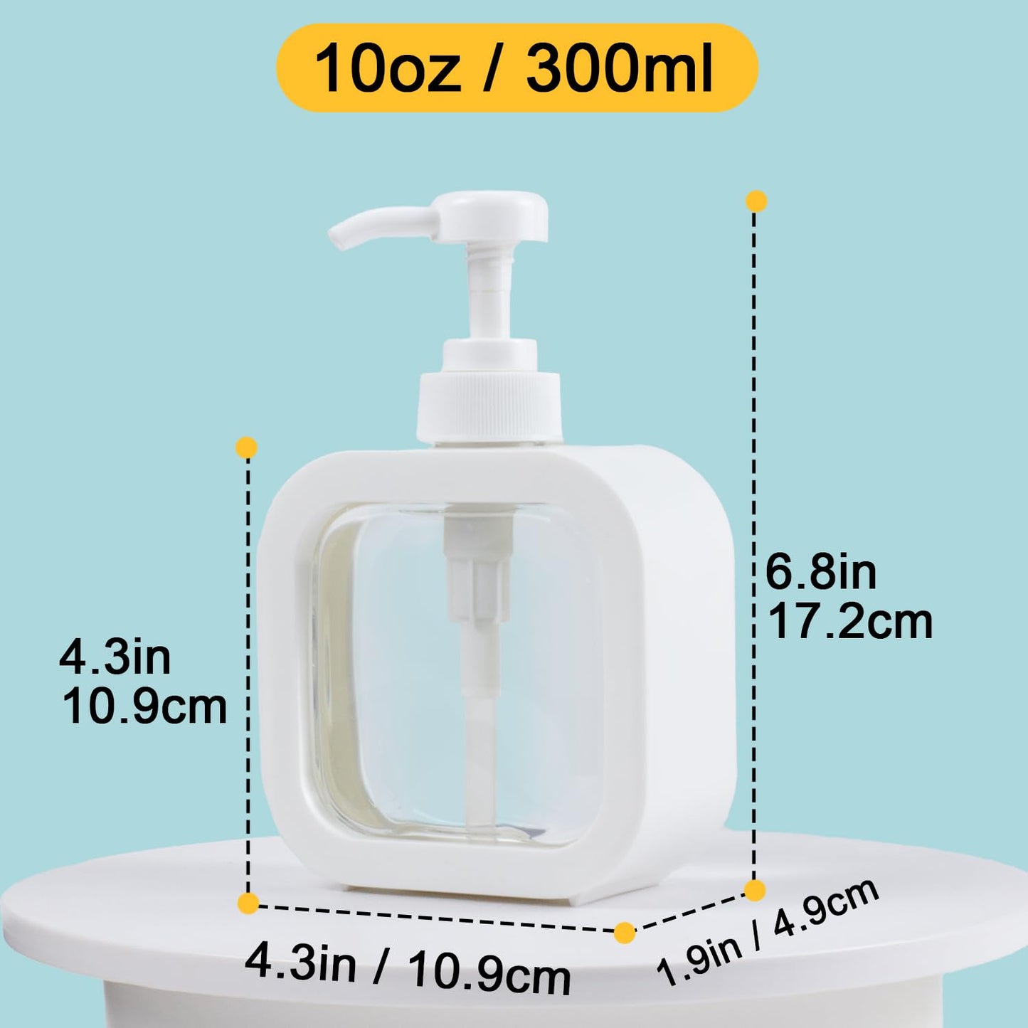 MOLHEM 2-Pack 17oz (300ml) Refillable Soap Dispenser Set - Clear Removable Bottle for Easy Refill, Pump for Shampoo, Conditioner, Hand Soap