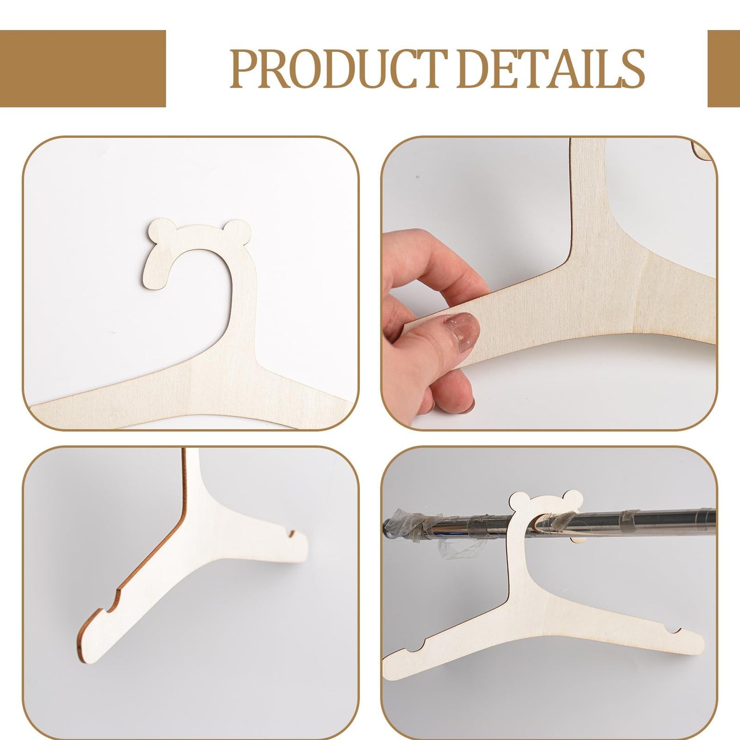 Weilin 16 Pcs Baby Hangers, Wooden Baby Clothes Hangers for Newborn Clothes, Pants, Dresses, Blouses, Space Saving and Cute Animal Shaped Hooks