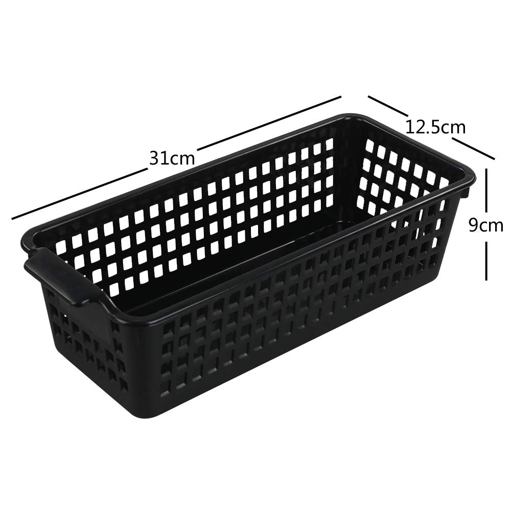 Gitany Black Plastic Baskets Set of 6, Rectangle Slim Storage Basket