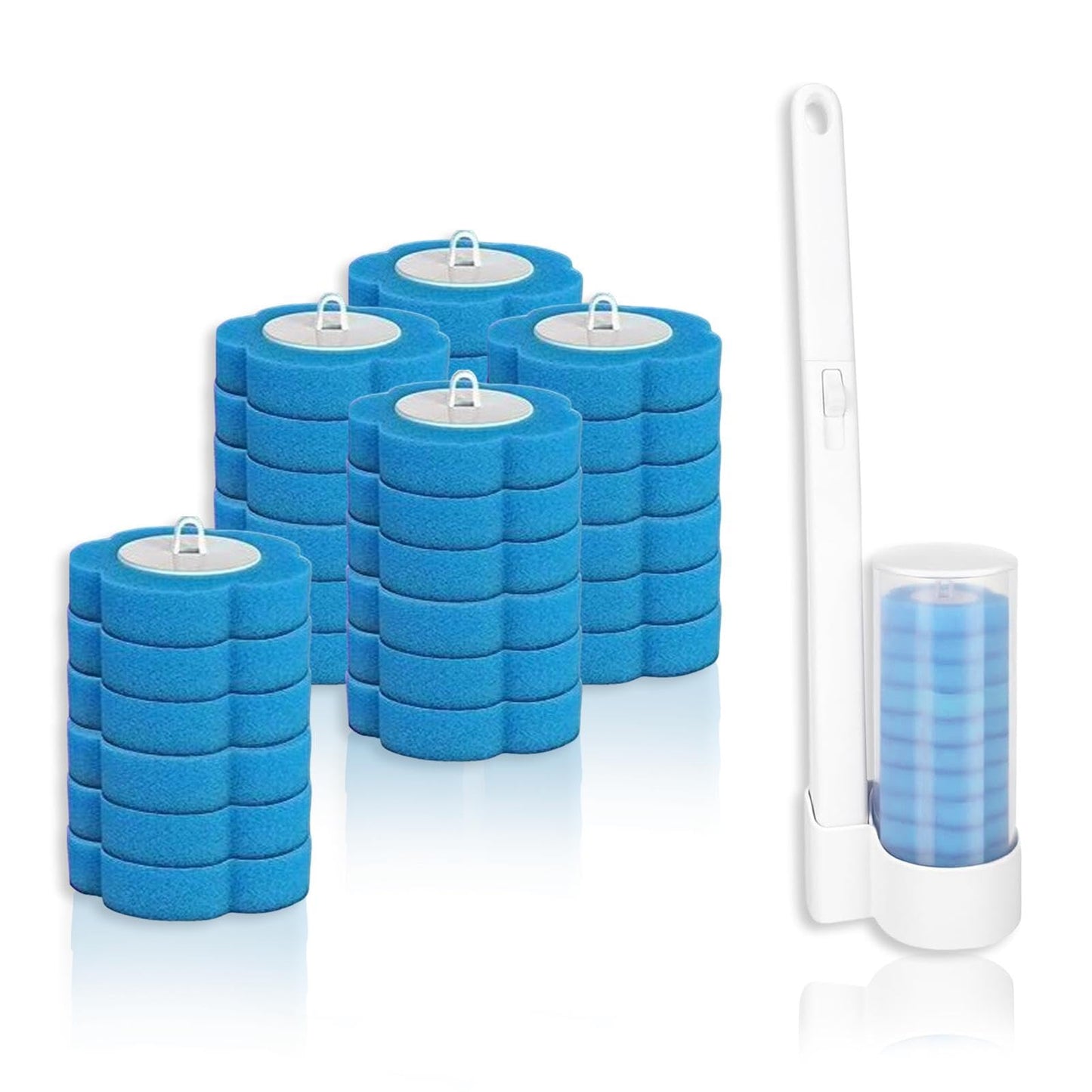 36 Pcs Toilet Brush Replacement Head with Handle, Disposable Toilet Brush, Disposable Toilets Cleaning System