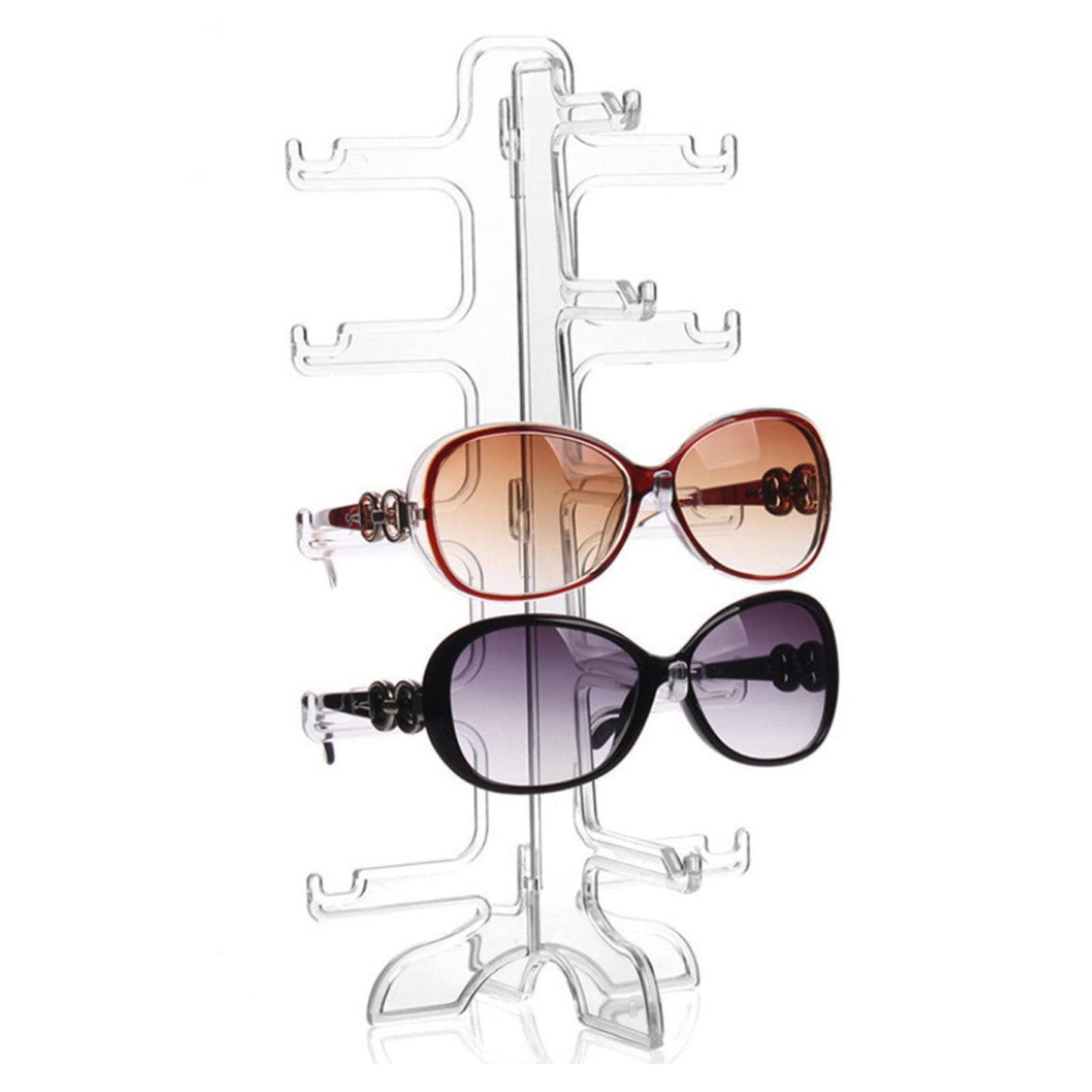 Pack of 2 Glasses Stands, Sunglasses Display, 5-Layer Glasses Storage Display Rack for Storage, Sunglasses, Myopia Glasses, Plan Mirror (Transparent)